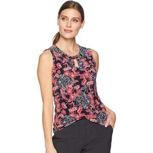 Tommy Hilfiger Womens Floral Print Grommet Knit Top